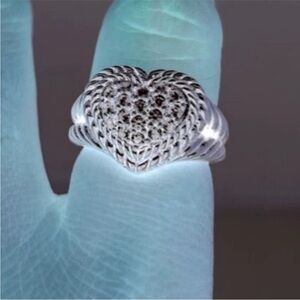Authentic Judith Ripka Sterling Heart Ring Cable CZ Ring Size 7